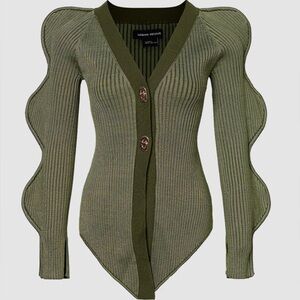 Urban Revivo Wave Sleeve V-Neck Knitted Cardigan